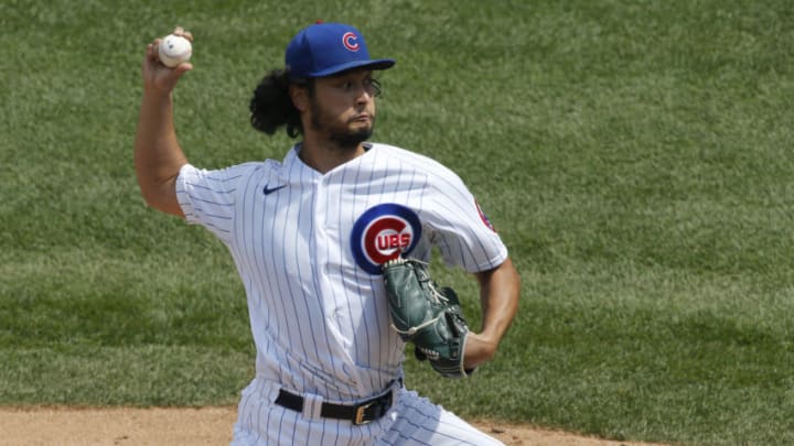 CHICAGO, ILLINOIS - AUGUST 23: Yu Darvish #11 of the Chicago Cubs throws a pitch during the third inning of a game against the Chicago White Sox at Wrigley Field on August 23, 2020 in Chicago, Illinois. (Photo by Nuccio DiNuzzo/Getty Images)