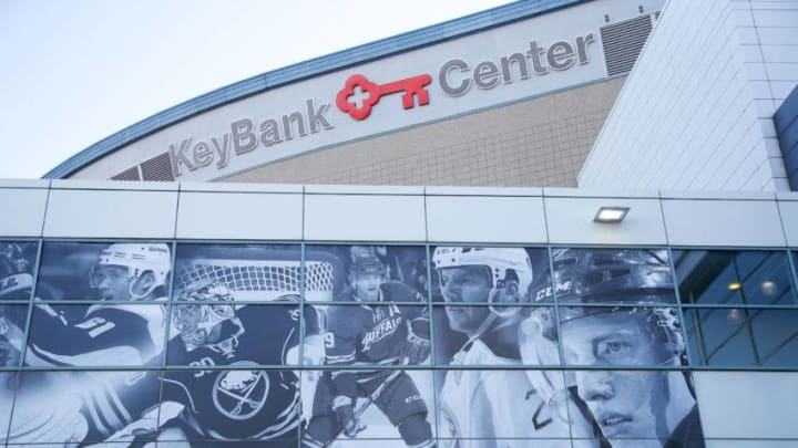BUFFALO, NY - OCTOBER 5: A general view of the outside of the KeyBank Center before the game between the Buffalo Sabres and the Montreal Canadiens at the KeyBank Center on October 5, 2017 in Buffalo, New York. (Photo by Kevin Hoffman/Getty Images)