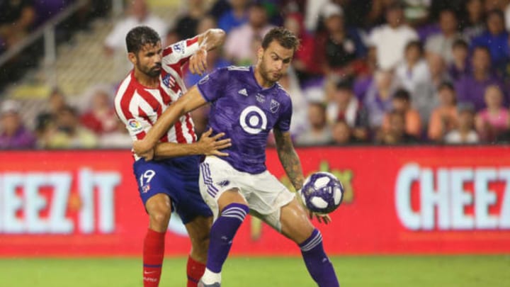 ORLANDO, FL – JULY 31: Leandro González Pirez #5 of MLS All-Star and Diego Costa #19 of Atletico Madrid fight for the ball during the 2019 MLS All-Star Game between MLS All Stars and Atletico de Madrid at Exploria Stadium on July 31, 2019 in Orlando, Florida. (Photo by Omar Vega/Getty Images)