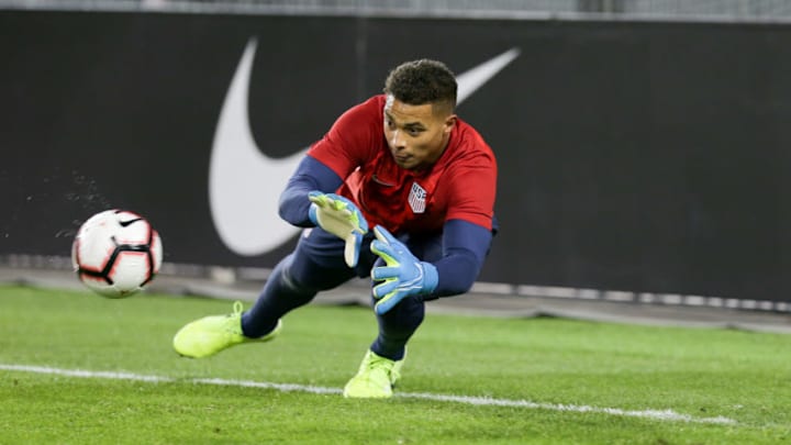 TORONTO, ON - OCTOBER 15: Zack Steffen #1 of the United States warms up prior to the game between Canada and USMNT at BMO Field on October 15, 2019 in Toronto, Canada. (Photo by John Dorton/ISI Photos/Getty Images)