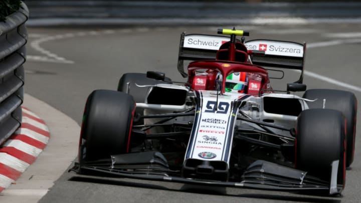 MONTE-CARLO, MONACO - MAY 25: Antonio Giovinazzi of Italy driving the (99) Alfa Romeo Racing C38 Ferrari on track during final practice for the F1 Grand Prix of Monaco at Circuit de Monaco on May 25, 2019 in Monte-Carlo, Monaco. (Photo by Charles Coates/Getty Images)