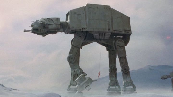 At the Battle of Hoth, massive AT-AT walkers engaged the Alliance’s snowspeeders and ground troops. Photo: Lucasfilm.