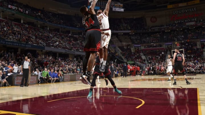 Cleveland Cavaliers Collin Sexton dunks all over Chicago Bulls big Wendell Carter Jr. (Photo by David Liam Kyle/NBAE via Getty Images)