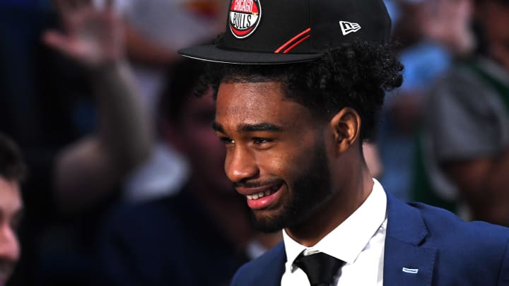 NEW YORK, NEW YORK – JUNE 20: Coby White reacts after being drafted with the seventh overall pick by the Chicago Bulls during the 2019 NBA Draft at the Barclays Center on June 20, 2019 in the Brooklyn borough of New York City. NOTE TO USER: User expressly acknowledges and agrees that, by downloading and or using this photograph, User is consenting to the terms and conditions of the Getty Images License Agreement. (Photo by Sarah Stier/Getty Images)