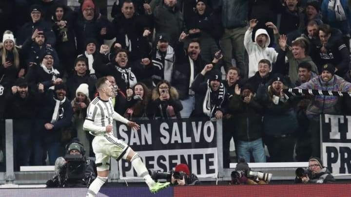 TURIN, ITALY, JANUARY 22:Arkadiusz Milik, of Juventus, celebrates after scoring during the Italian Serie A football match between Juventus and Atalanta at the Allianz Stadium in Turin, Italy, on January 22, 2023. (Photo by Riccardo De Luca/Anadolu Agency via Getty Images)