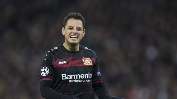 LONDON, ENGLAND - NOVEMBER 02: Bayer Leverkusen's Javier Hernandez reacts during the UEFA Champions League match between Tottenham Hotspur FC and Bayer 04 Leverkusen at Wembley Stadium on November 2, 2016 in London, England. (Photo by Craig Mercer - CameraSport via Getty Images)