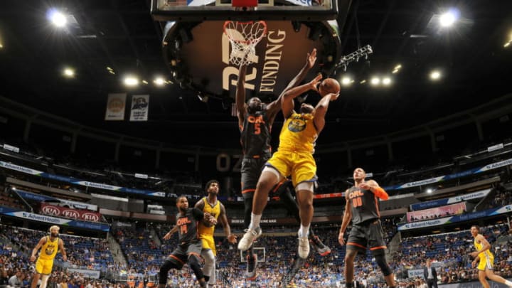 ORLANDO, FL - DECEMBER 1: Omari Spellman #4 of the Golden State Warriors shoots the ball against the Orlando Magic on December 1, 2019 at Amway Center in Orlando, Florida. NOTE TO USER: User expressly acknowledges and agrees that, by downloading and or using this photograph, User is consenting to the terms and conditions of the Getty Images License Agreement. Mandatory Copyright Notice: Copyright 2019 NBAE (Photo by Fernando Medina/NBAE via Getty Images)