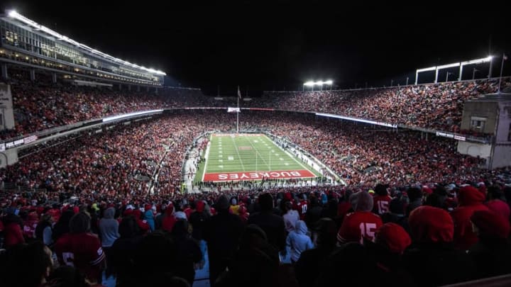 Nov 21, 2015; Columbus, OH, USA; A general view of the record crowd of 108,975 at the game between the Ohio State Buckeyes and Michigan State Spartans at Ohio Stadium. Michigan State won the game 17-14. Mandatory Credit: Greg Bartram-USA TODAY Sports
