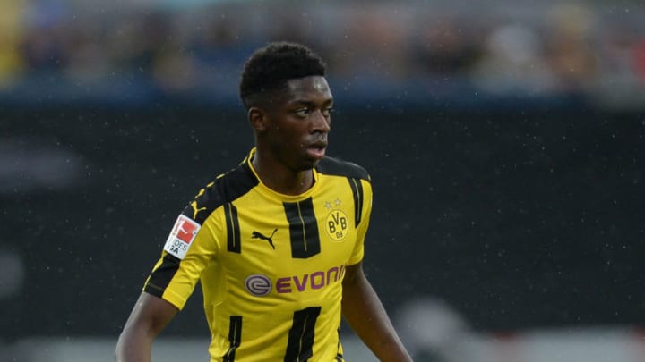 ALTACH, AUSTRIA – AUGUST 05: Ousmane Dembele of Dortmund handles the ball during the friendly match between AFC Sunderland v Borussia Dortmund at Cashpoint Arena on August 5, 2016 in Altach, Austria. (Photo by Deniz Calagan/Getty Images)