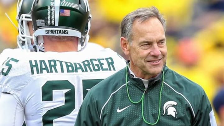 Oct 17, 2015; Ann Arbor, MI, USA; Michigan State Spartans head coach Mark Dantonio stands on the field prior to a game against the Michigan Wolverines at Michigan Stadium. Mandatory Credit: Mike Carter-USA TODAY Sports Oct 17, 2015; Ann Arbor, MI, USA; Michigan State Spartans head coach Mark Dantonio stands on the field prior to a game against the Michigan Wolverines at Michigan Stadium. Mandatory Credit: Mike Carter-USA TODAY Sports