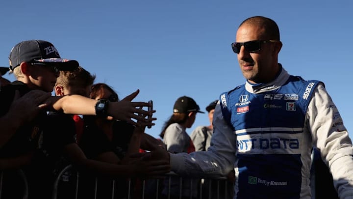 AVONDALE, AZ - APRIL 29: Tony Kanaan of Brazil, driver of the #10 Chip Ganassi Racing Honda greets fans as he is introduced to the Desert Diamond West Valley Phoenix Grand Prix at Phoenix International Raceway on April 29, 2017 in Avondale, Arizona. (Photo by Christian Petersen/Getty Images)
