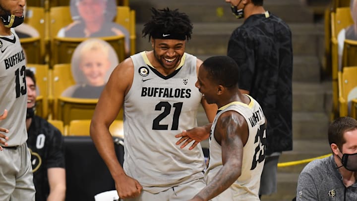 NCAA Basketball Colorado Buffaloes Evan Battey McKinley Wright IV Ron Chenoy-USA TODAY Sports