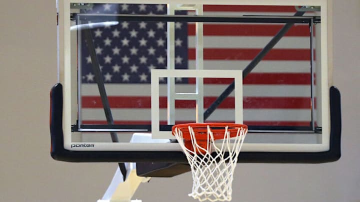 National anthem. (Patrick Smith/Getty Images)