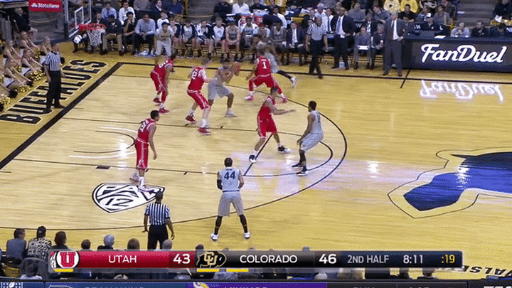 Utah @ Colorado - Poeltl strength getting exposed on low block, lets Scott get into body and is dead to rights, avg length as well