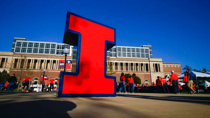 CHAMPAIGN, IL - SEPTEMBER 29: An Illinois Fighting Illini I is seen in the Grange Grove before the game against the Nebraska Cornhuskers at Memorial Stadium on September 29, 2017 in Champaign, Illinois. (Photo by Michael Hickey/Getty Images)