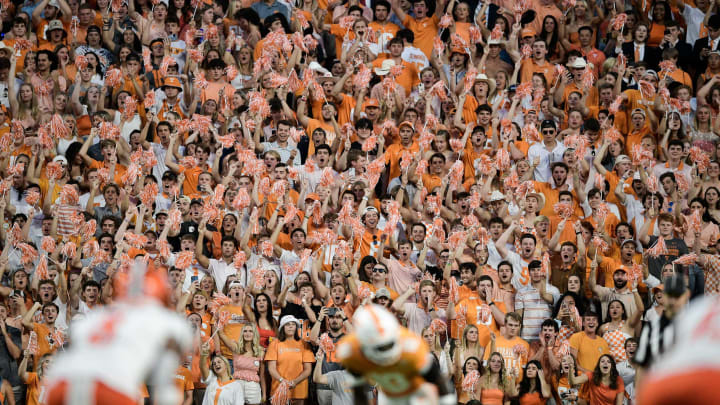 Tennessee students cheer during a game at Neyland Stadium in Knoxville, Tenn. on Thursday, Sept. 2, 2021.Kns Tennessee Bowling Green Football