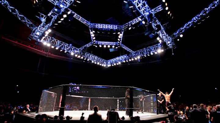 SEOUL, SOUTH KOREA - NOVEMBER 28: Jorge Masvidal of the United States of America before he enters the octagon to face off against Benson Henderson of the United States of America in their welterweight bout during the UFC Fight Night at the Olympic Park Gymnastics Arena on November 28, 2015 in Seoul, South Korea. (Photo by Mitch Viquez/Zuffa LLC/Zuffa LLC via Getty Images)