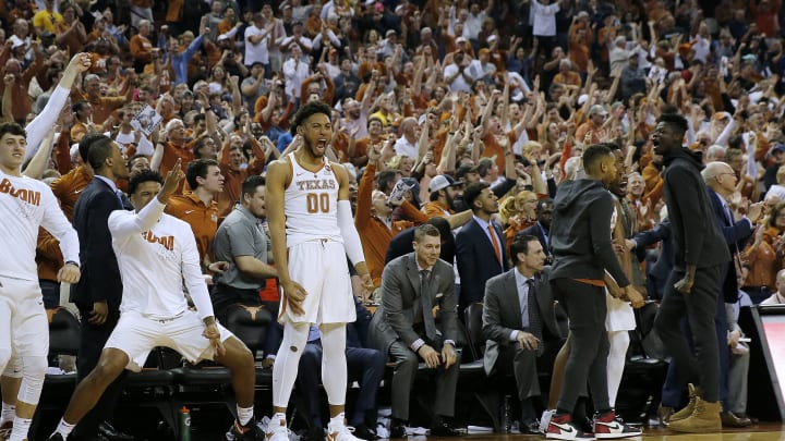 AUSTIN, TX – MARCH 3: The Texas Longhorns bench reacts. (Photo by Chris Covatta/Getty Images)