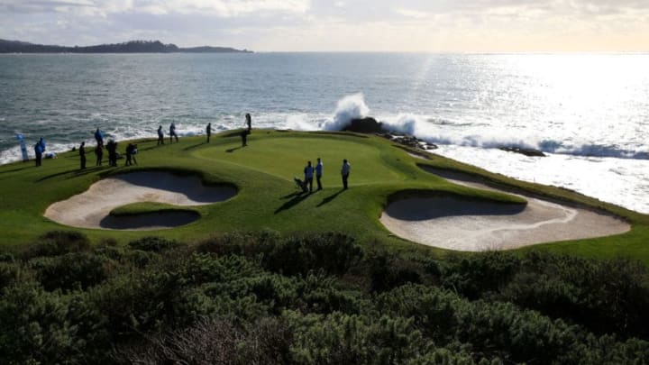 PEBBLE BEACH, CALIFORNIA - FEBRUARY 11: Phil Mickelson of the United States putts on the seventh green during the final round of the AT&T Pebble Beach Pro-Am at Pebble Beach Golf Links on February 10, 2019 in Pebble Beach, California. (Photo by Chris Trotman/Getty Images)