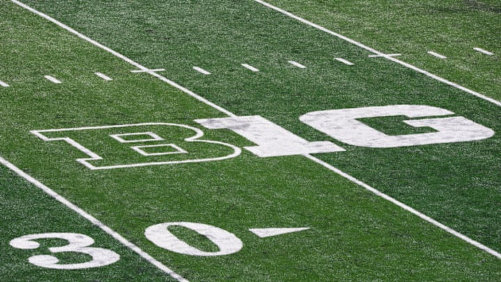 BLOOMINGTON, IN - NOVEMBER 12: The Big Ten logo is displayed on the field during the game between the Penn State Nittany Lions and the Indiana Hoosiers on November 12, 2016, at Memorial Stadium in Bloomington, Indiana. (Photo by Michael Allio/Icon Sportswire via Getty Images)