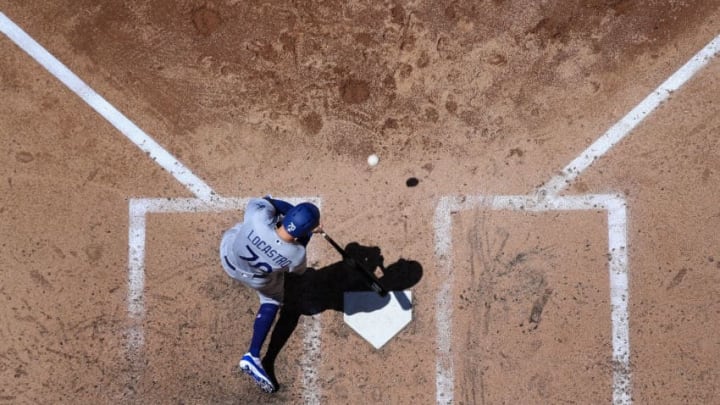 PHOENIX, AZ - MAY 03: Tim Locastro #70 of the Los Angeles Dodgers bats against the Arizona Diamondbacks during the fifth inning of the MLB game at Chase Field on May 3, 2018 in Phoenix, Arizona. The Dodgers defeated the Diamondbacks 5-2. (Photo by Christian Petersen/Getty Images)