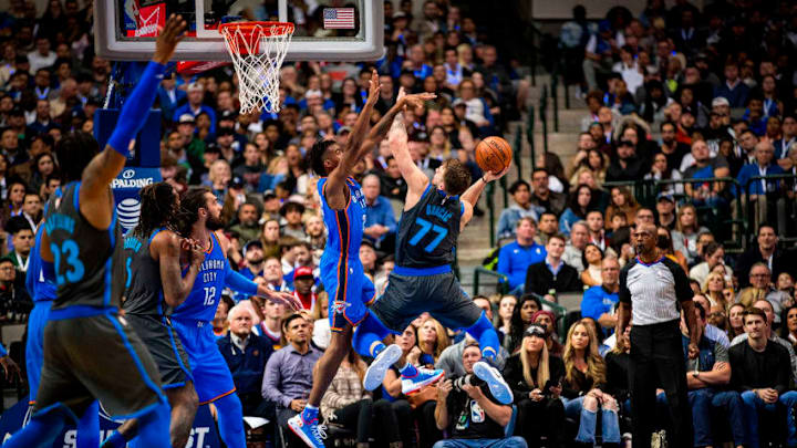 Luka Doncic #77 of the Dallas Mavericks (Photo by Zach Beeker/NBAE via Getty Images)