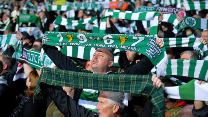 GLASGOW, SCOTLAND - SEPTEMBER 28: Celtic fans show their support during the UEFA Champions League match between Celtic FC and Manchester City FC at Celtic Park on September 28, 2016 in Glasgow, Scotland. (Photo by Mark Runnacles/Getty Images) *** Local Caption ***