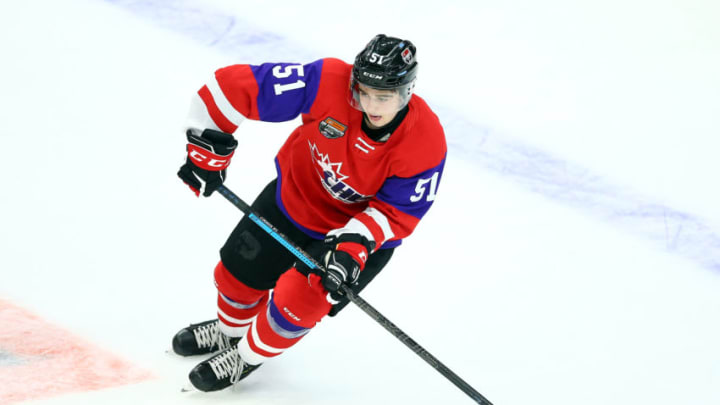 Lukas Cormier #51 of Team Red skates during the 2020 CHL/NHL Top Prospects Game. (Photo by Vaughn Ridley/Getty Images)
