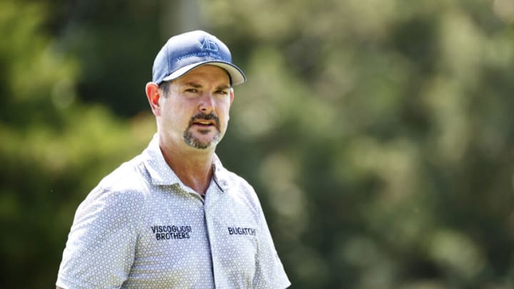 GREENSBORO, NORTH CAROLINA - AUGUST 13: Rory Sabbatini of Slovakia walks off the 18th tee during the second round of the Wyndham Championship at Sedgefield Country Club on August 13, 2021 in Greensboro, North Carolina. (Photo by Jared C. Tilton/Getty Images)