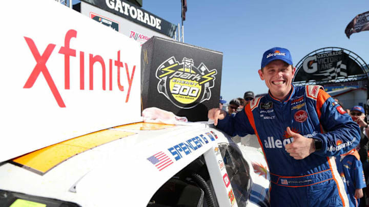 TALLADEGA, AL - APRIL 28: Spencer Gallagher, driver of the #23 Allegiant Chevrolet (Photo by Brian Lawdermilk/Getty Images)