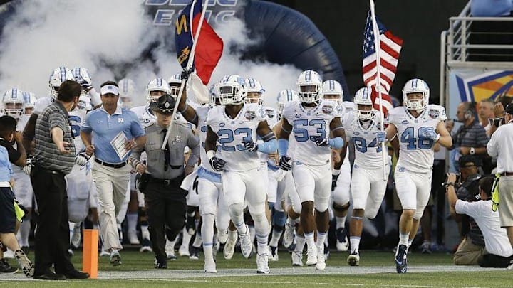 Dec 29, 2015; Orlando, FL, USA; The North Carolina Tar Heels are introduced before the first quarter of the Russell Athletic Bowl against the Baylor Bears at Florida Citrus Bowl. Mandatory Credit: Reinhold Matay-USA TODAY Sports