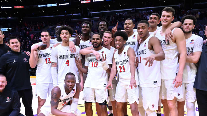 LOS ANGELES, CA – DECEMBER 21: The San Diego State Aztecs team remains undefeated (Photo by Jayne Kamin-Oncea/Getty Images)