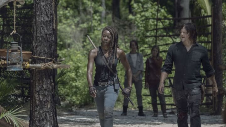 Danai Gurira as Michonne, Norman Reedus as Daryl Dixon - The Walking Dead _ Season 10 - Photo Credit: Jackson Lee Davis/AMC
