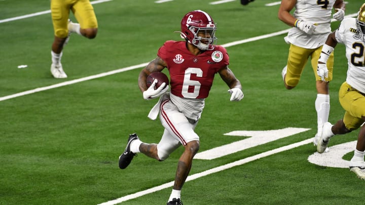 Devonta Smith is the best player on the field between these two teams and will be a tough cover. (Photo by Alika Jenner/Getty Images)
