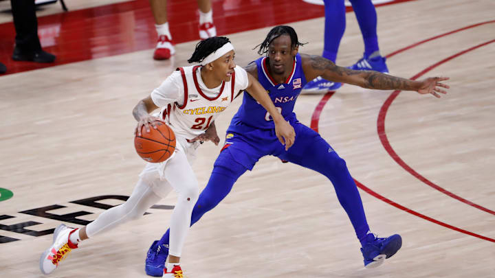 Jaden Walker Iowa State Cyclones Marcus Garrett Kansas Jayhawks (Photo by David Purdy/Getty Images)