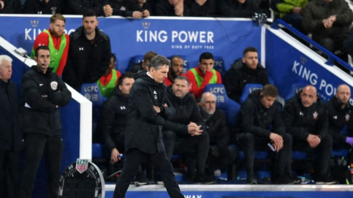 LEICESTER, ENGLAND - JANUARY 12: Claude Puel, Manager of Leicester City looks dejected following the Premier League match between Leicester City and Southampton FC at The King Power Stadium on January 12, 2019 in Leicester, United Kingdom. (Photo by Michael Regan/Getty Images)