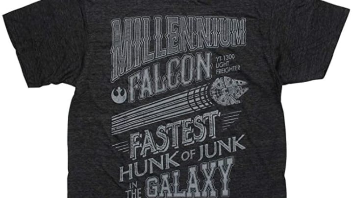 Discover Star Wars' Millennium Falcon retro style shirt on Amazon.