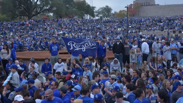 Royals fans celebrate their team - Mandatory Credit: Denny Medley-USA TODAY Sports