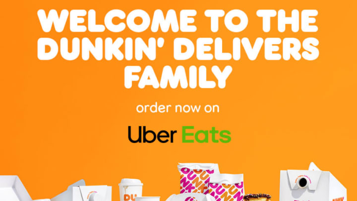 Dunkin’ delivery with Uber Eats. Image Courtesy Dunkin', Uber Eats