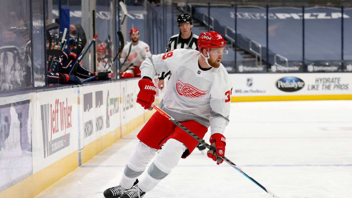 COLUMBUS, OH – MARCH 2: Anthony Mantha #39  . Columbus defeated Detroit 4-1. (Photo by Kirk Irwin/Getty Images)