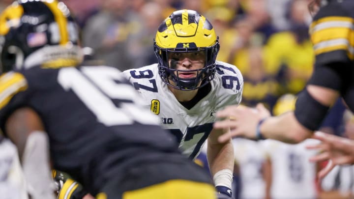 Aidan Hutchinson #97 of the Michigan Wolverines (Photo by Dylan Buell/Getty Images)