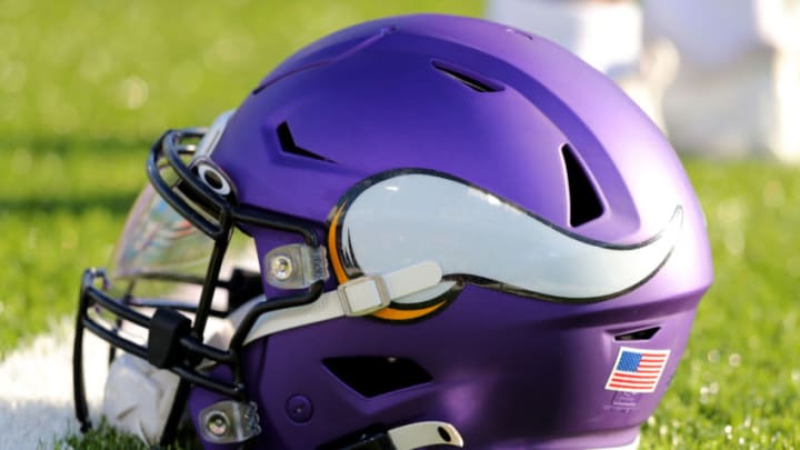 A general view of a Minnesota Vikings helmet. (Photo by Timothy T Ludwig/Getty Images)