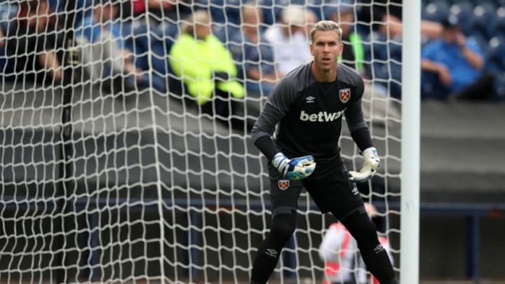 PRESTON, ENGLAND - JULY 21: Adrian of West Ham United during the Pre-Season Friendly between Preston North End and West Ham United at Deepdale on July 21, 2018 in Preston, England. (Photo b Lynne Cameron/Getty Images)