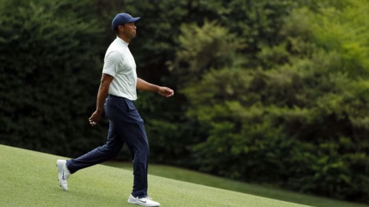 AUGUSTA, GEORGIA - APRIL 12: Tiger Woods of the United States walks on the 12th hole during the second round of the Masters at Augusta National Golf Club on April 12, 2019 in Augusta, Georgia. (Photo by Kevin C. Cox/Getty Images)