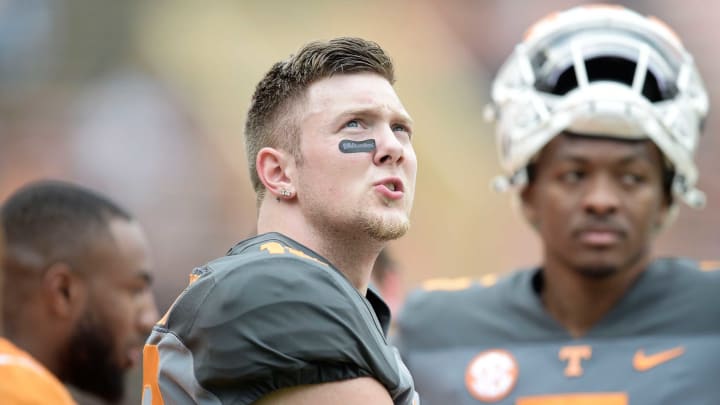Tennessee quarterback Brian Maurer (18) at the Orange & White spring game at Neyland Stadium in Knoxville, Tenn. on Saturday, April 24, 2021.Kns Vols Spring Game