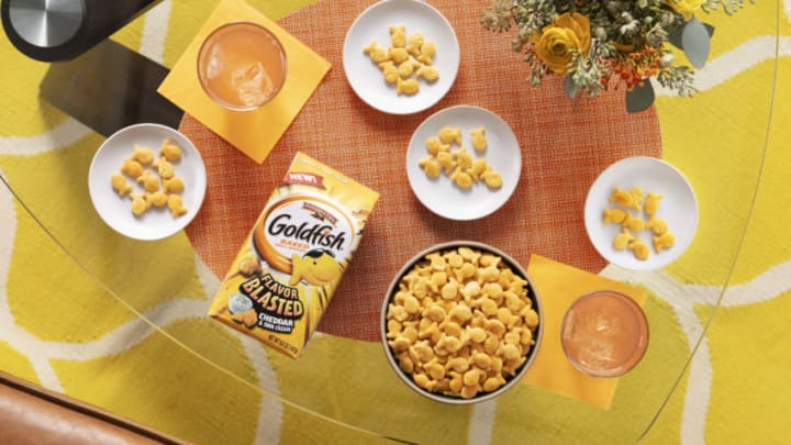 NEW Flavor Blasted® Cheddar & Sour Cream Goldfish crackers, photo provided by Goldfish