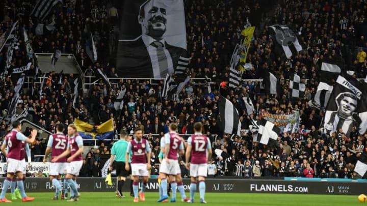 NEWCASTLE UPON TYNE, ENGLAND - FEBRUARY 20: A giant flag of Rafa Benitez flutters in the Gallowgate end before the Sky Bet Championship match between Newcastle United and Aston Villa at St James' Park on February 20, 2017 in Newcastle upon Tyne, England. (Photo by Stu Forster/Getty Images)