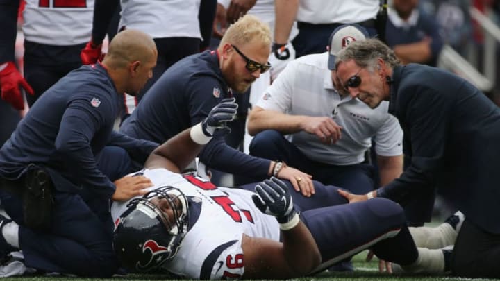 FOXBOROUGH, MA - SEPTEMBER 09: Seantrel Henderson #76 of the Houston Texans (Photo by Jim Rogash/Getty Images)