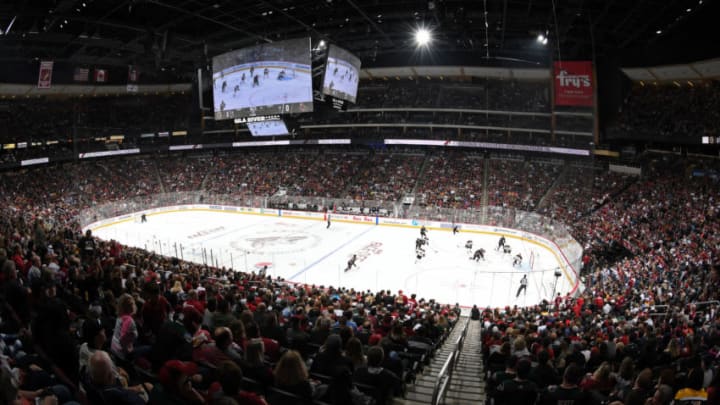 GLENDALE, ARIZONA - OCTOBER 05: Arena view during the NHL hockey game between the Arizona Coyotes and Boston Bruins at Gila River Arena on October 05, 2019 in Glendale, Arizona. (Photo by Norm Hall/NHLI via Getty Images)