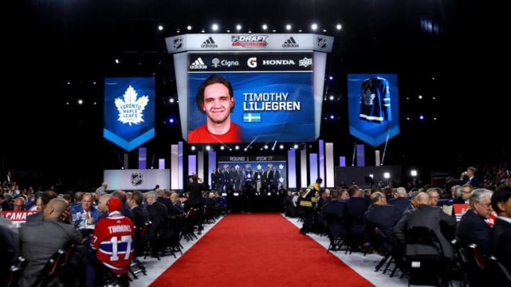 CHICAGO, IL - JUNE 23: A general view Timothy Liljegren is selected 17th overall by the Toronto Maple Leafs during the 2017 NHL Draft at the United Center on June 23, 2017 in Chicago, Illinois. (Photo by Bruce Bennett/Getty Images)